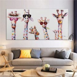 Peinture girafes lunettes