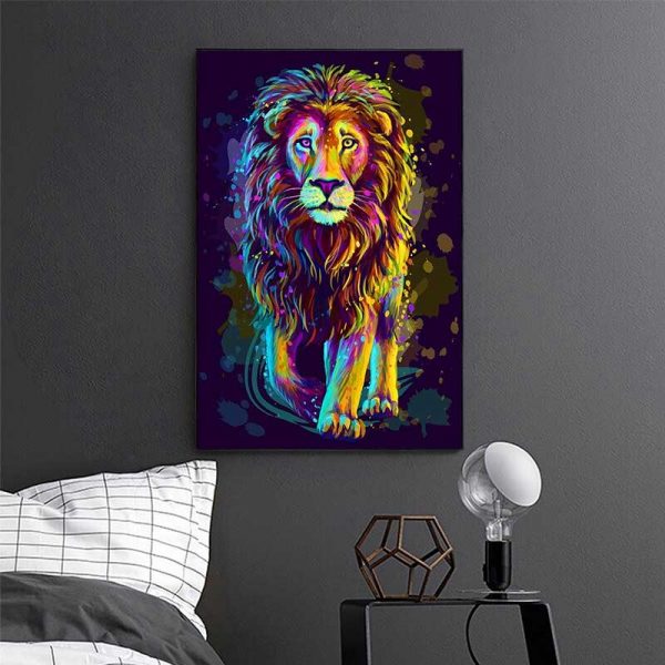 Peinture lion multicolore