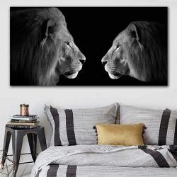 Tableau lion et lionne noir et blanc