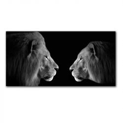 Toile lion et lionne noir et blanc