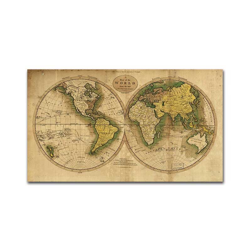 Toile - Carte du monde - Vintage - Monde - 30% de remise !