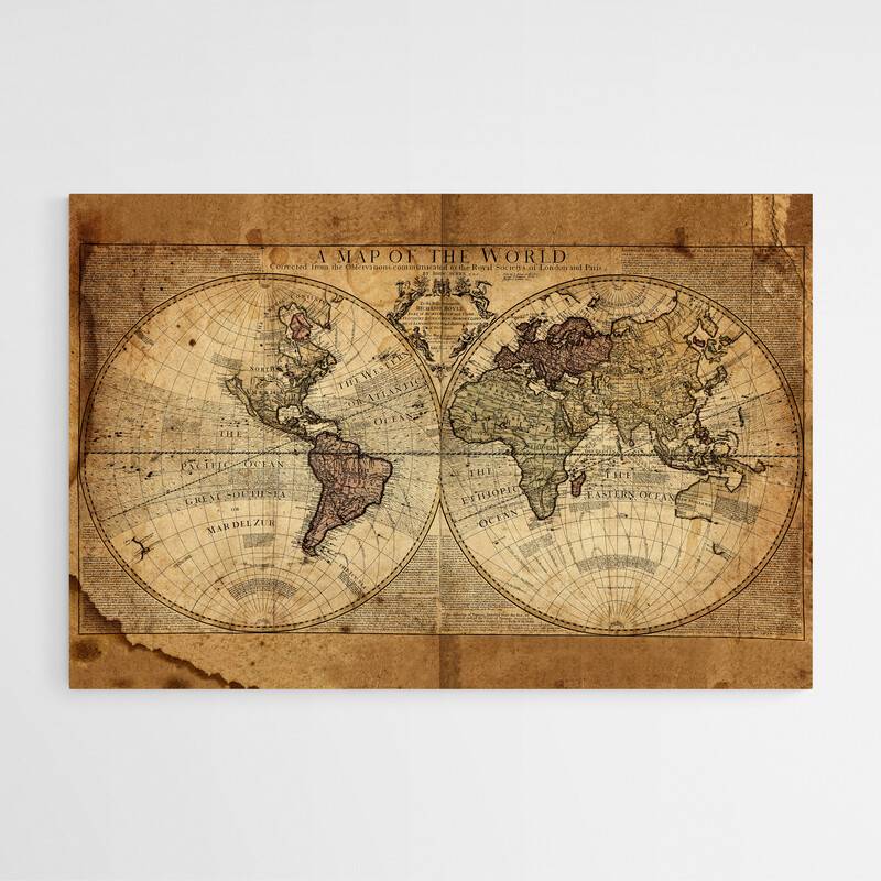 Tableau carte du monde à bord - 90 x 60 cm
