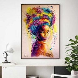 Tableau femme africaine multicolore