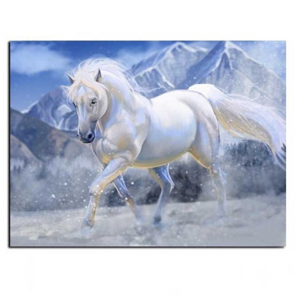 Peinture sur toile cheval blanc