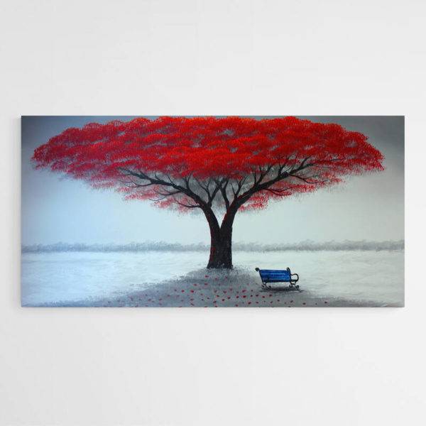 tableau sur toile arbre rouge