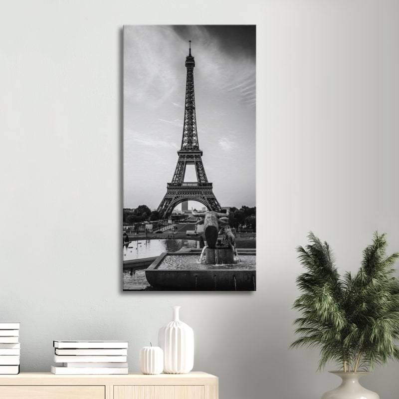 Tableau sur toile Photo noir et blanc carrée de la Tour Eiffel à Paris -  noir et blanc