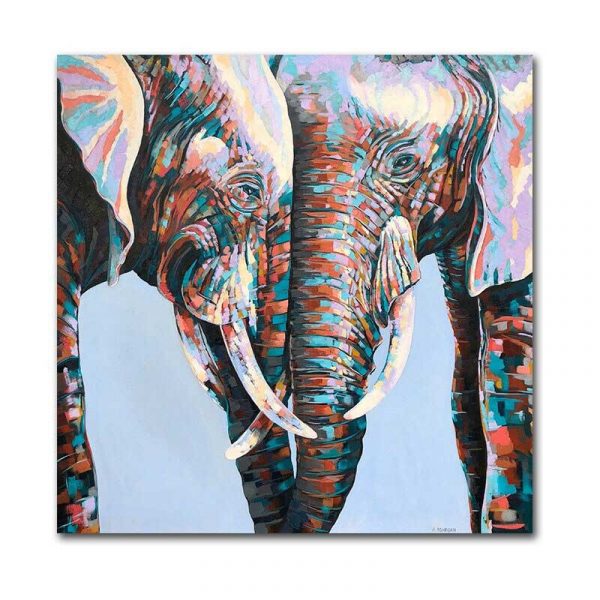 Tableau sur toile couple éléphant