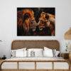 Peinture Lion et lionne chambre