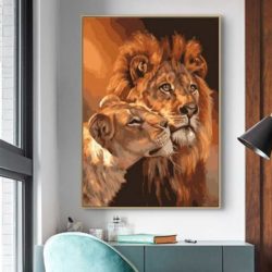 Peinture lion et lionne
