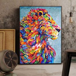 Tableau abstrait lion