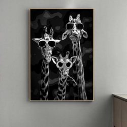 tableau girafes noir et blanc