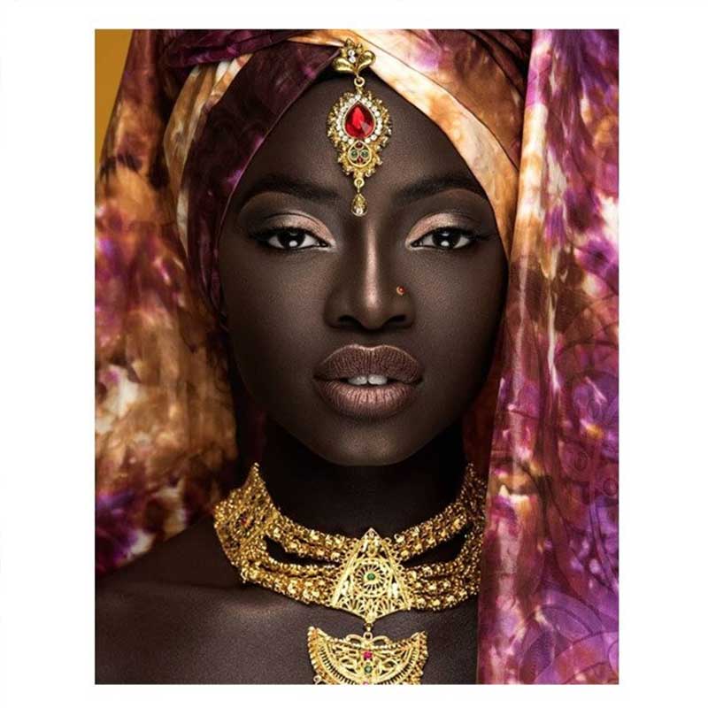Tableau Afrique La Femme Noir et Blanc