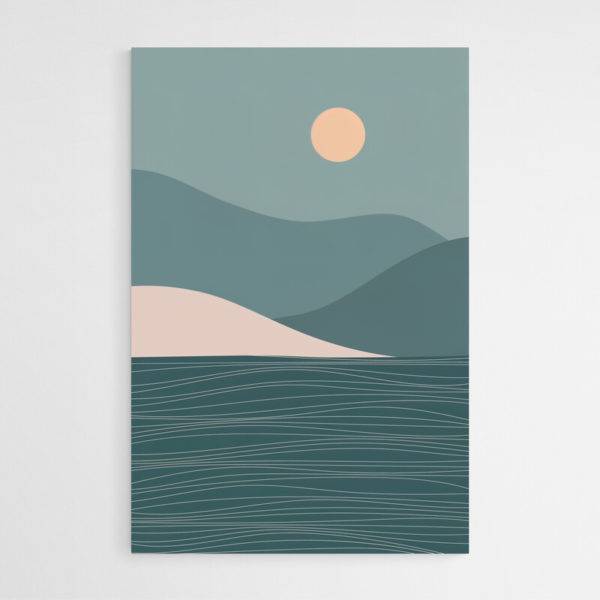 dessin sur toile minimaliste mer