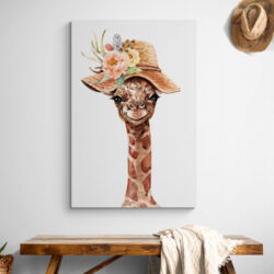 tableau girafe chapeau