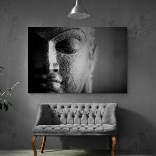 tableau bouddha noir et blanc salon