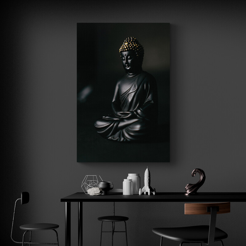 Tableau Bouddha Noir Et Blanc