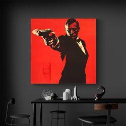 Tableau James bond rouge mur noir