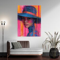 Tableau à femme chapeau deco moderne