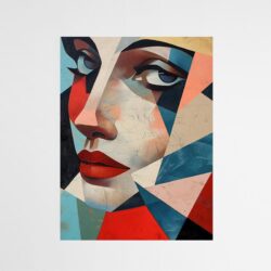 Tableau abstrait visage cubisme