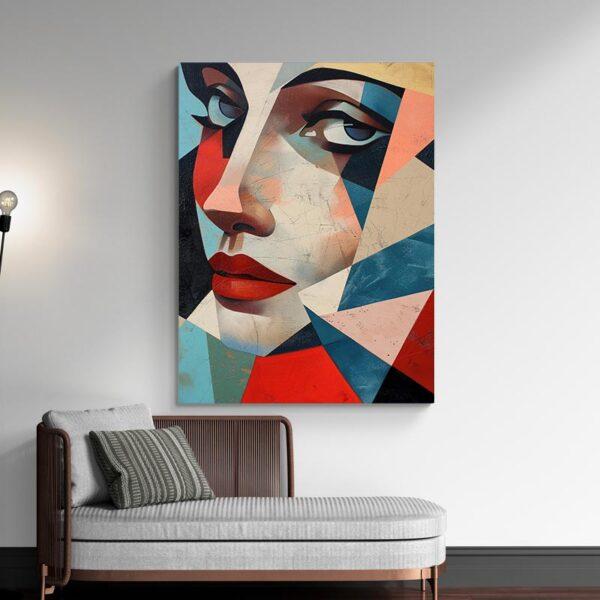 Tableau abstrait visage cubisme deco design