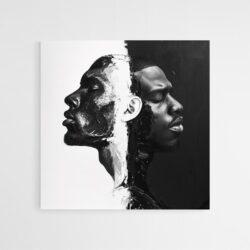 Tableau abstrait visages homme noirs