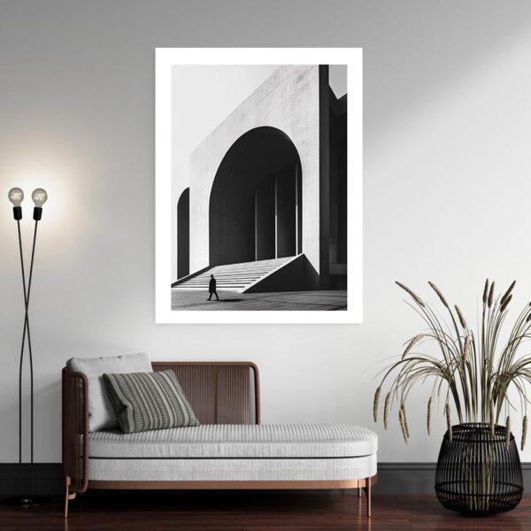 Tableau architecure noir et blanc deco moderne