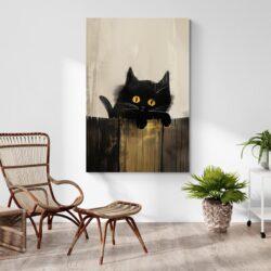 Tableau chaton noir decoration contemporaine