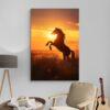 Tableau cheval qui cabre au coucher de soleil decoration moderne