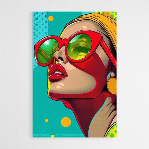 Tableau femme Pop art lunettes rouges