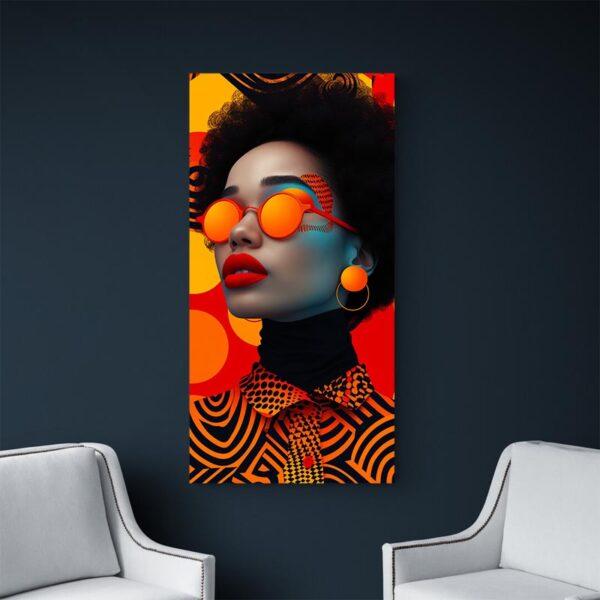 Tableau femme afro orange portrait