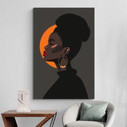 Tableau femme noire de profil deco minimaliste