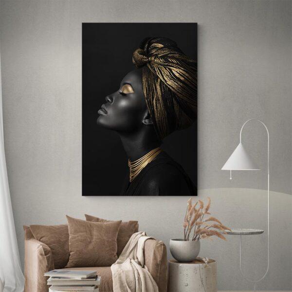 Tableau femme noire et or decoration