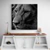 Tableau lion art digital meuble blanc