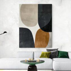 Tableau minimaliste marron et gris deco moderne blanc