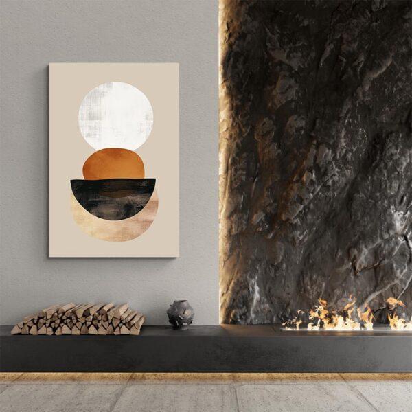 Tableau minimaliste orange blanc et noir cosy