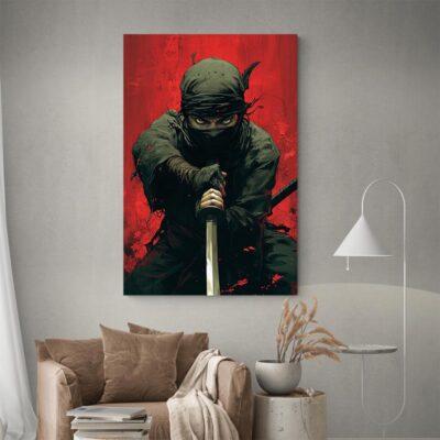 Tableau ninja et katana decoration