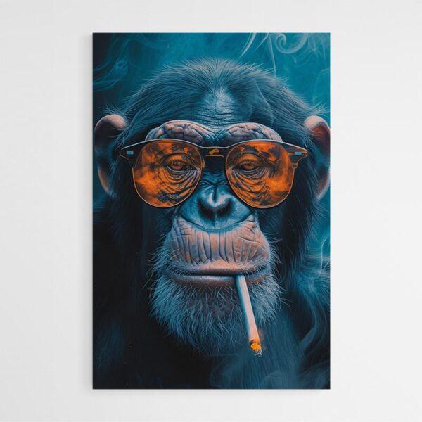 Tableau singe cigarette et lunettes