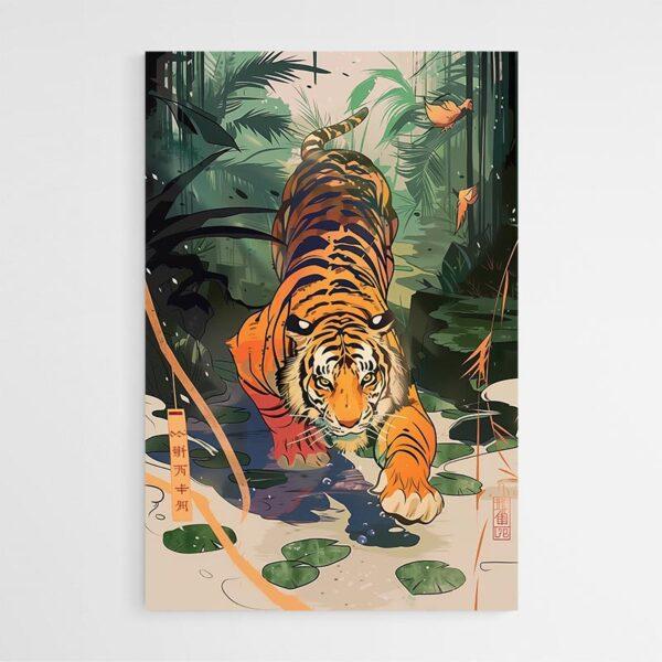 Tableau tigre jungle chinoise