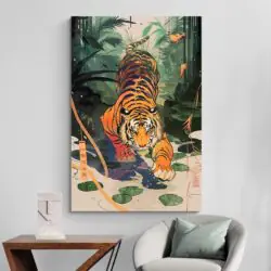 Tableau tigre jungle chinoise deco minimaliste