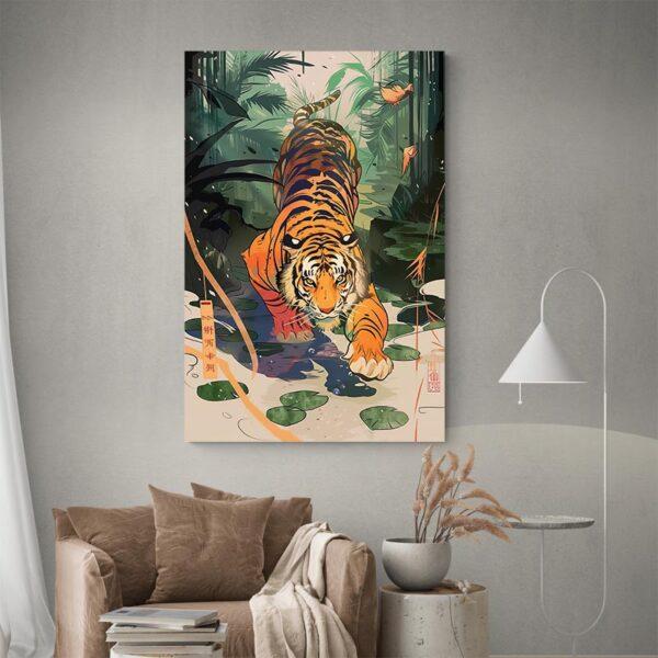 Tableau tigre jungle chinoise decoration