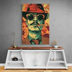 Tableau vintage homme avec un cigare mur gris