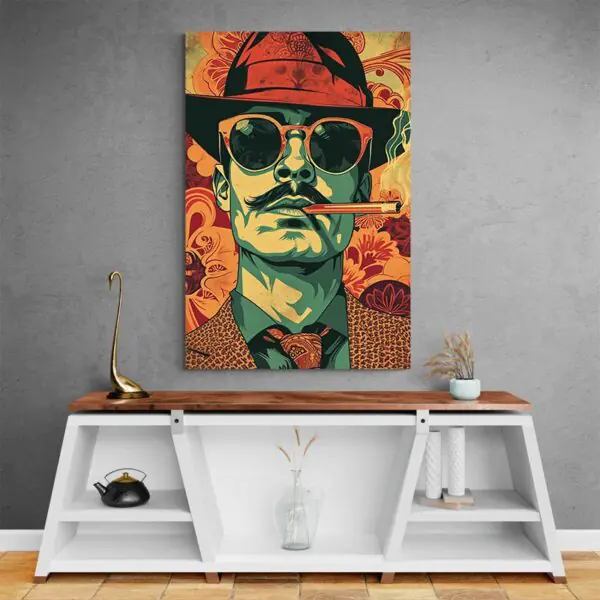 Tableau vintage homme avec un cigare mur gris