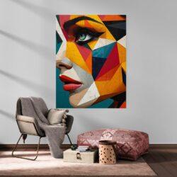 Tableau visage femme cubisme coloré deco cozy