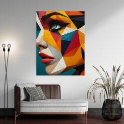 Tableau visage femme cubisme coloré deco moderne