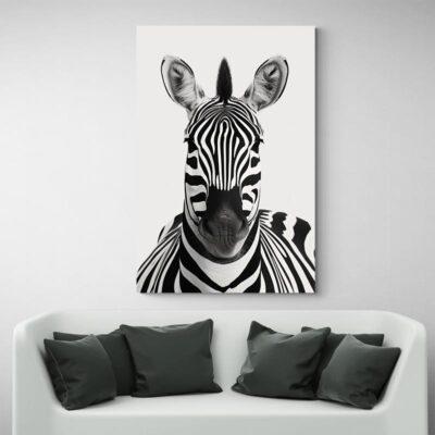 Tableau zebre de face canape blanc