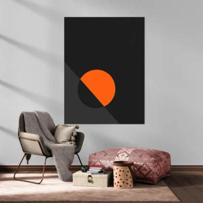 tableau minimaliste orange et noir deco cozy