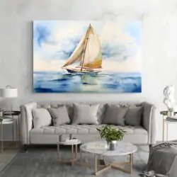 tableau aquarelle bateau deco vintage