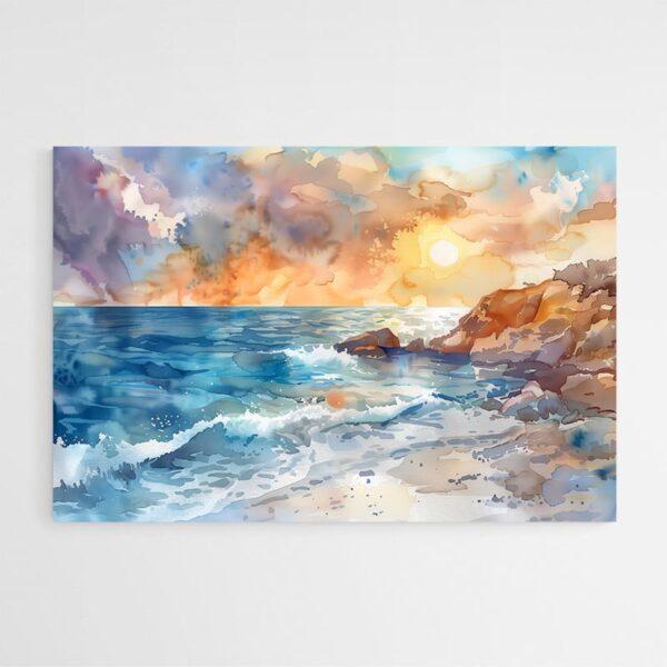 tableau aquarelle bord de mer