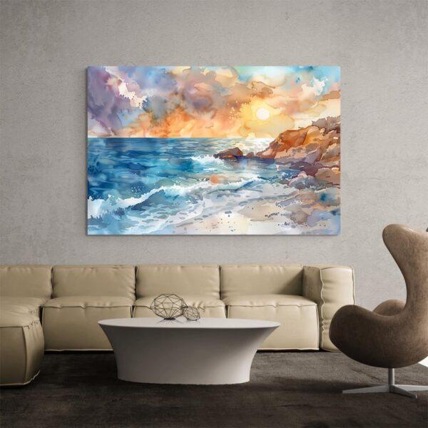 tableau aquarelle bord de mer deco contemporaine