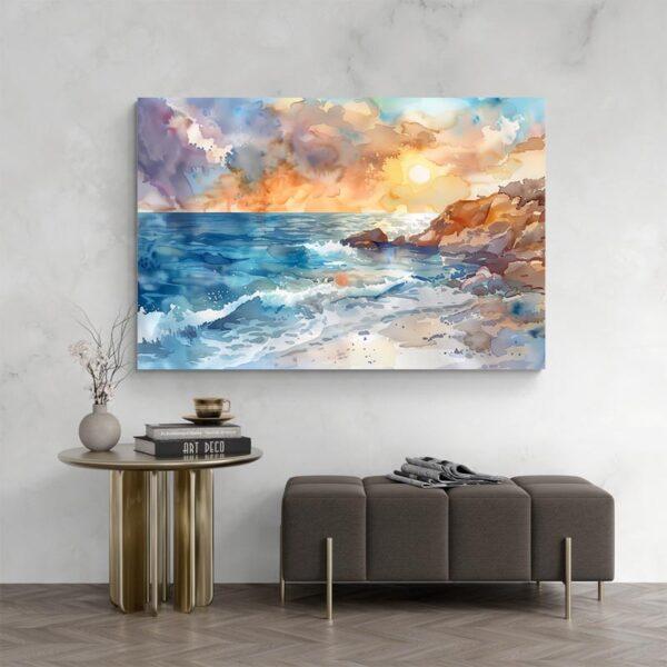 tableau aquarelle bord de mer deco moderne